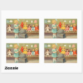 ドリーランドリー女の子のヴィンテージ遊の人形かわいい 長方形シール (シート)