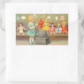 ドリーランドリー女の子のヴィンテージ遊の人形かわいい 長方形シール (バッグ)