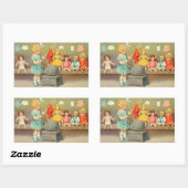 ドリーランドリー女の子のヴィンテージ遊の人形かわいい 長方形シール (シート)