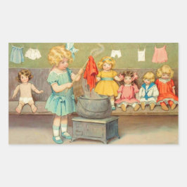 ドリーランドリー女の子のヴィンテージ遊の人形かわいい 長方形シール