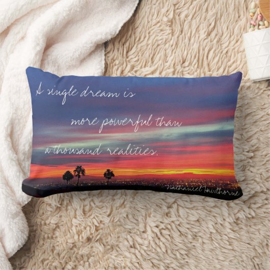 ドリー独身のム引用文オレンジブルーサンセットフォト ランバークッション (ブランケット)