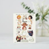ドリー遊ディンレボーイと女の子の紙人形 ポストカード (スタンド正面)