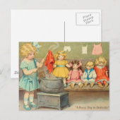 ドリー・ランドリー・ガール ヴィンテージ・プレイング・ドールズ 可愛い ポストカード (正面/裏面)