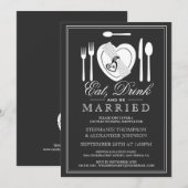 ドリ食べンク&ビ結婚したーカップルシャワー招待状 招待状 (正面/裏面)
