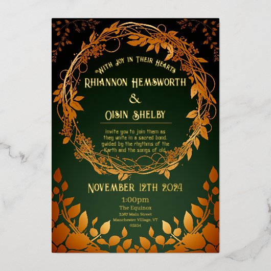 ドルイドエレガントヒル秋をテーマにした 箔招待状 (正面)