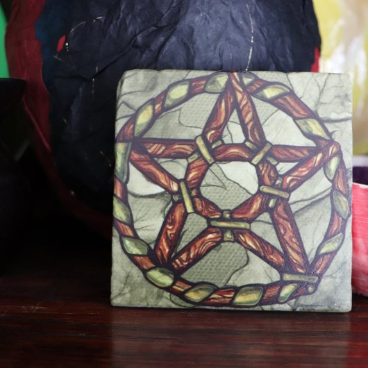 ドルイド異教のペンタグラムアート自然魔女 ストーンコースター