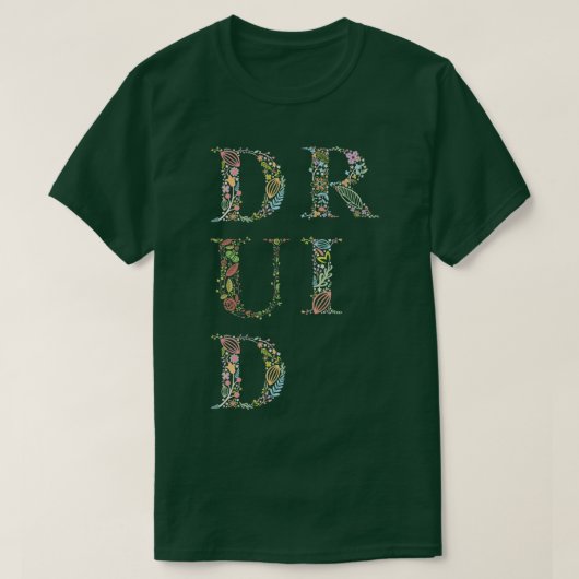 ドルイド花タイポグラフィ Tシャツ (デザイン正面)