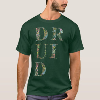 ドルイド花タイポグラフィ Tシャツ