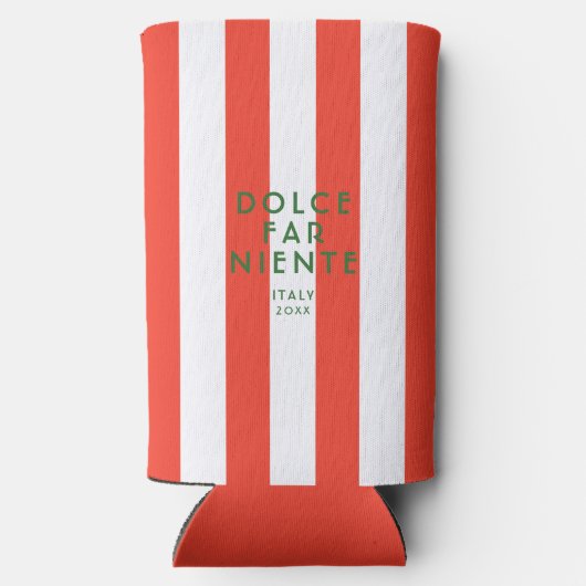 ドルチェファーニエンテイタリアトラベルレッドカバナストライプ スリム缶クーラー (裏面)