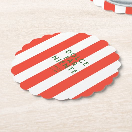 ドルチェファーニエンテイタリアレッドカバナストライプズ ペーパーコースター (アングル)