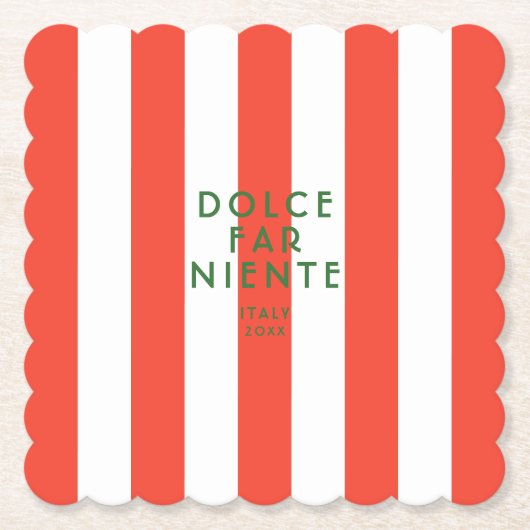 ドルチェファーニエンテイタリアレッドカバナストライプズ ペーパーコースター (正面)