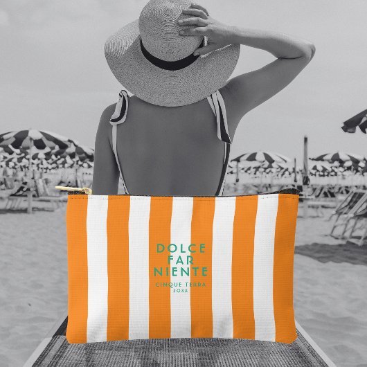 ドルチェファーニエンテチンケテラオレンジカバナストライプ アクセサリーポーチ