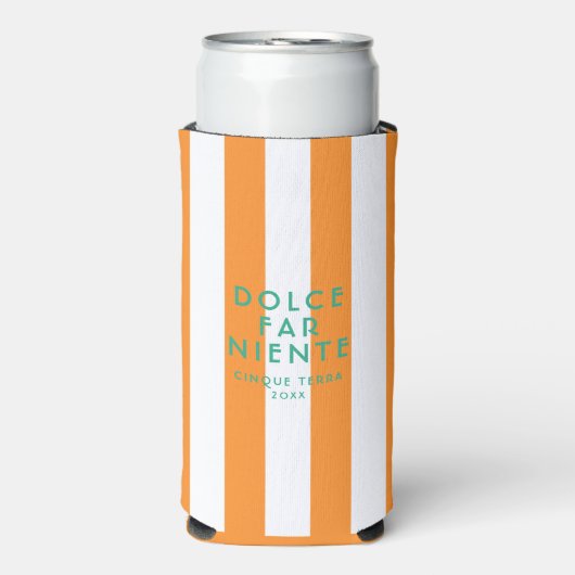 ドルチェファーニエンテチンケテラオレンジカバナストライプ スリム缶クーラー (Seltzer正面)