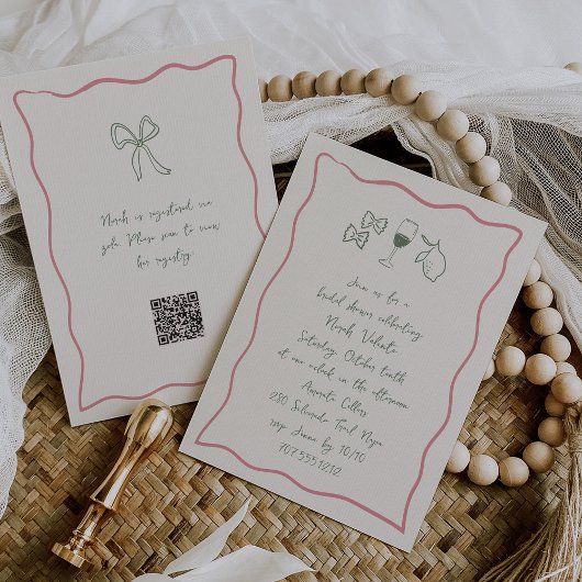 ドルチェヴィタ手書きブライダルシャワー 招待状