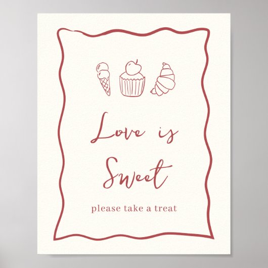 ドルチェヴィータイタリアンブライダルシャワースウィートトリートサイン ポスター (正面)