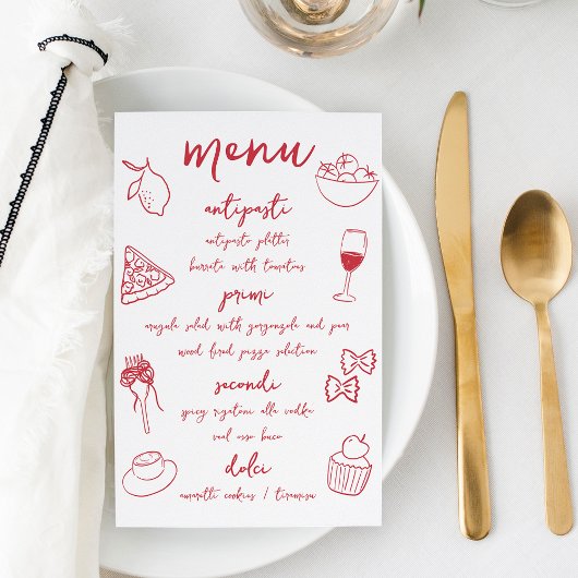 ドルチェヴィータ手書きディナイタリアンーメニュー