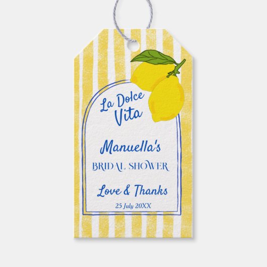 ドルチェヴィータ イエローレモン イタリアン ブライダルシャワー ギフトタグ (正面)