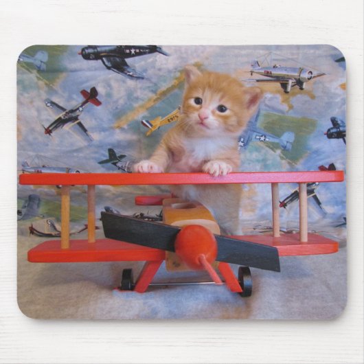 ドルチェ飛行機パイロット – 子猫/ねこマウスパッド マウスパッド (正面)
