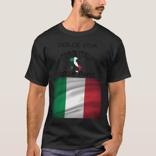 ドルチェ・ヴィータ・イタリア2024年パリのオリンピック大会 Tシャツ (正面)