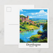 ドルドグネフランスヴィンテージトラベルイラストレーション ポストカード (正面/裏面)