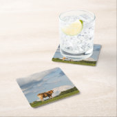 ドルドーニュ県の地域のブロンドのd'Aquitaine牛、フランス スクエアペーパーコースター (インサイチュ)