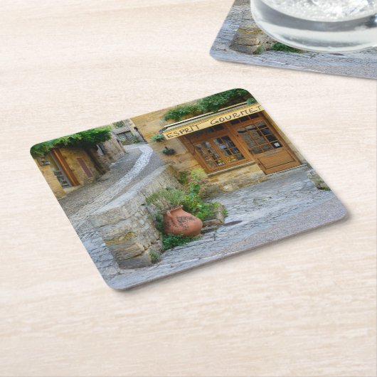 ドルドーニュ県、フランスののTownscapeコースター スクエアペーパーコースター (アングル)