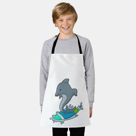 ドルピンをサーフボードとサーファー エプロン (着用した状態)