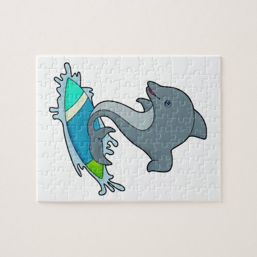 ドルピンをサーフボードとサーファー ジグソーパズル (横)