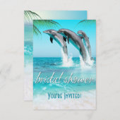 ドルフよくはしゃぐンズ熱帯海ブライダルシャワー 招待状 (正面/裏面)