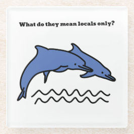 ドルフィおもしろいン海ラブウェーブコースター ガラスコースター