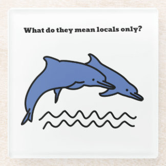 ドルフィおもしろいン海ラブウェーブコースター ガラスコースター