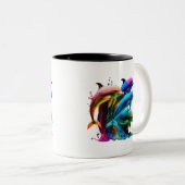 ドルフィカラフルン素晴らしシール ツートーンマグカップ (正面右)