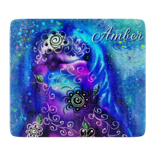 ドルフィンお洒落ブルーティール（緑がかった色）沿岸航海の カッティングボード (正面)