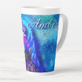 ドルフィンお洒落ブルーティール（緑がかった色）沿岸航海の カフェラテマグ (右アングル)