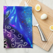 ドルフィンお洒落ブルーティール（緑がかった色）沿岸航海の キッチンタオル (四つ折り)