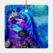 ドルフィンお洒落ブルーティール(緑がかった色)沿岸航海の セラミックオーナメント (裏面)