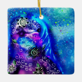 ドルフィンお洒落ブルーティール（緑がかった色）沿岸航海の セラミックオーナメント