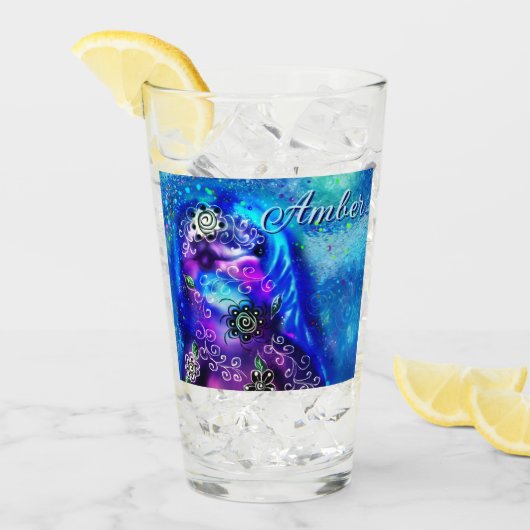 ドルフィンお洒落ブルーティール（緑がかった色）沿岸航海の タンブラーグラス (アイス正面)