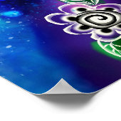 ドルフィンお洒落ブルーティール（緑がかった色）沿岸航海の ポスター (角)