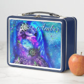 ドルフィンお洒落ブルーティール（緑がかった色）沿岸航海の メタルランチボックス (インサイチュ)