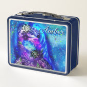 ドルフィンお洒落ブルーティール（緑がかった色）沿岸航海の メタルランチボックス (裏面)