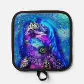 ドルフィンお洒落ブルーティール(緑がかった色)沿岸航海の 鍋敷き (正面)