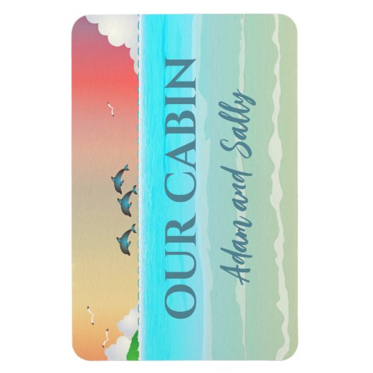 ドルフィンをテーマにしたクルーズ船のドアマジント マグネット (縦)