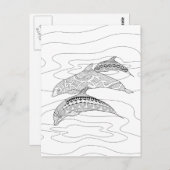 ドルフィンアダルトカラーリングハガキ ポストカード (正面/裏面)