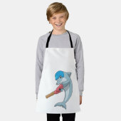ドルフィンアットクリケットウィズクリケットこうもり エプロン (着用した状態)