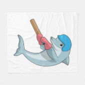 ドルフィンアットクリケットウィズクリケットこうもり フリースブランケット (正面(横))