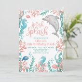 ドルフィンアンダーザシー誕生日招待状 招待状 (スタンド正面)