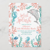 ドルフィンアンダーザシー誕生日招待状 招待状 (正面/裏面)