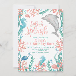 ドルフィンアンダーザシー誕生日招待状 招待状