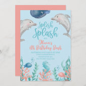 ドルフィンアンダーザシー誕生日招待状 招待状 (正面/裏面)